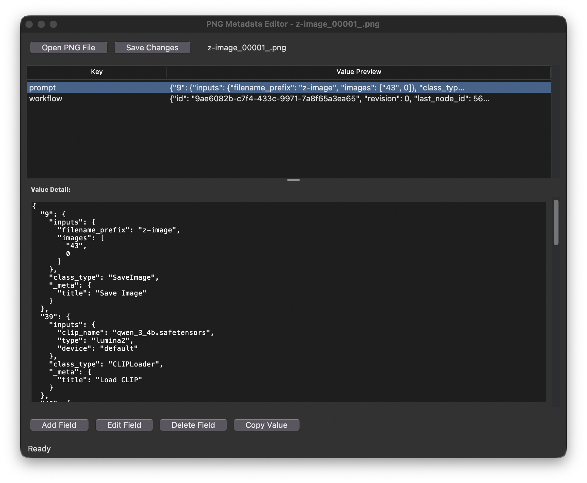 PNG Metadata Editor Screenshot